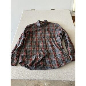 LL Bean Shirt Mens Large Gray Plaid Long Sleeve Flannel Button Down Casual